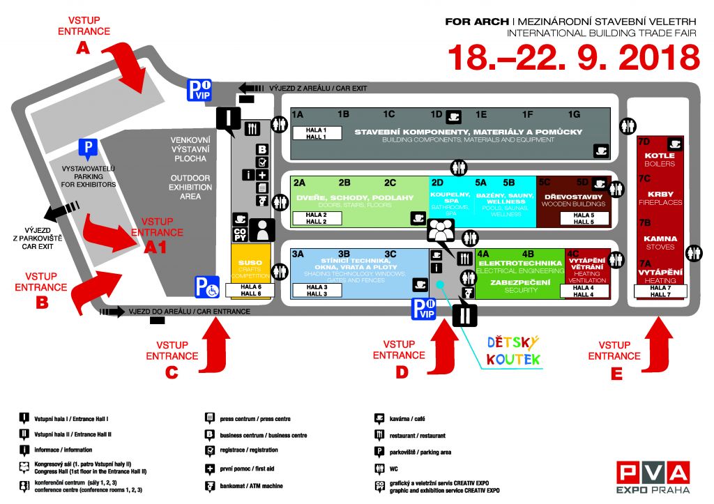 Plán výstaviště For Arch 2018 PVA Praha Letňany