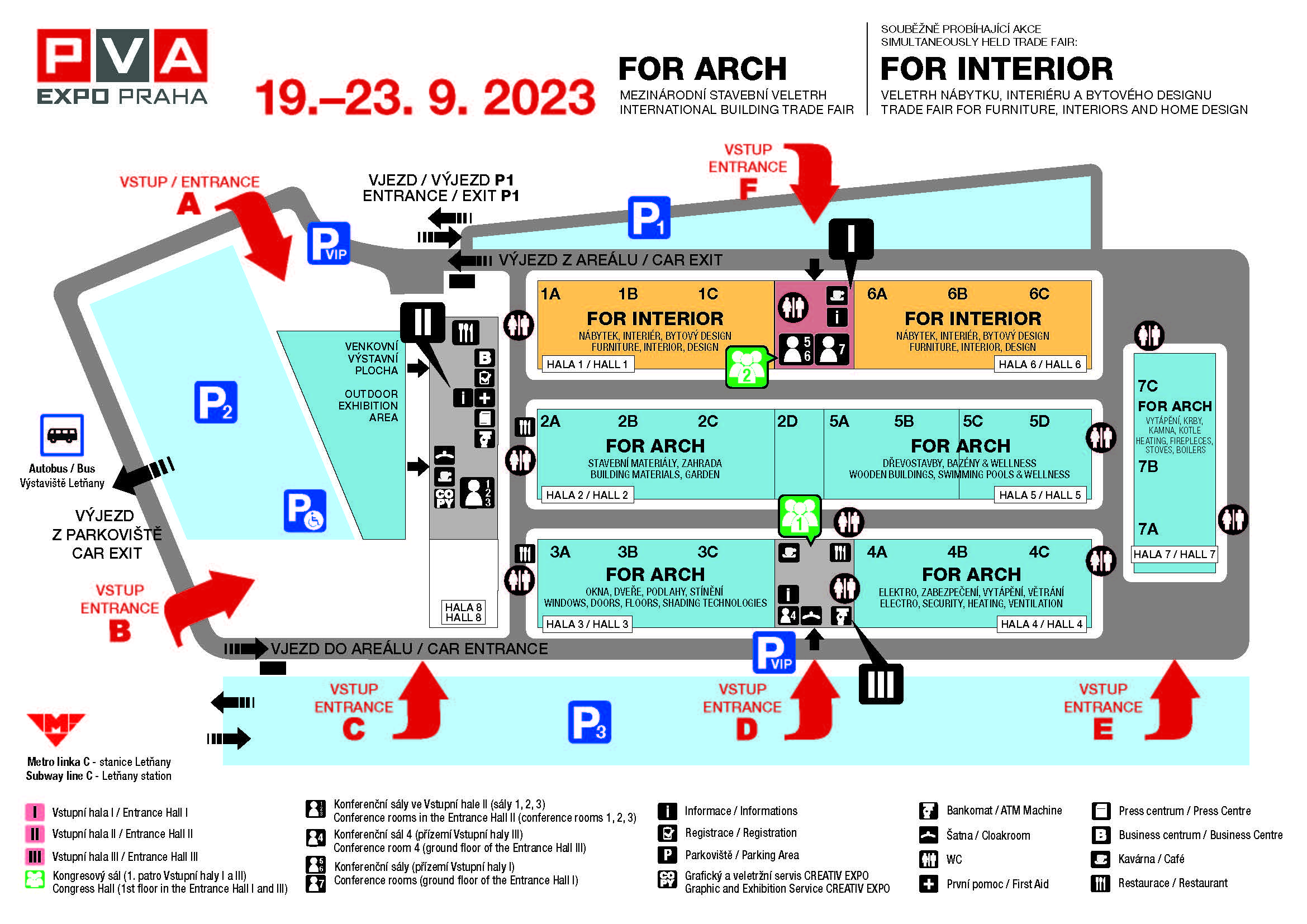 Plán výstaviště For Arch 2023 PVA Praha Letňany