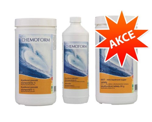 Bezchlorová chemie, kyslíkový aktivátor, granulát, multifunkční tablety