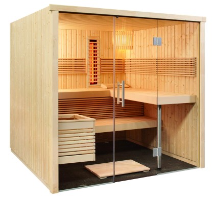Panorama sauna s prosklenou stěnou