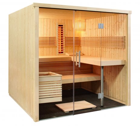 Panorama sauna s prosklenou stěnou - Sauna Panorama Large Infra+